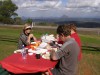Picnic at Mary Cairncross Park, looking out over Glasshouse mountains