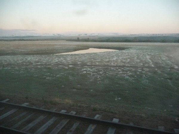 Snow on the ground north of Ulan Batar - this is summer!