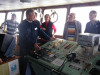Captain Dmitri on the tour of the bridge